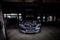 Mitsubishi Lancer Evo IX MR FQ360 with Bonnet Up at Shelsley Walsh Hill Climb Breakfast Meet in March 2015 EU07FNJ AMS