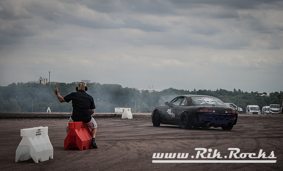 A Matt Black Nissan 200SX Drifting