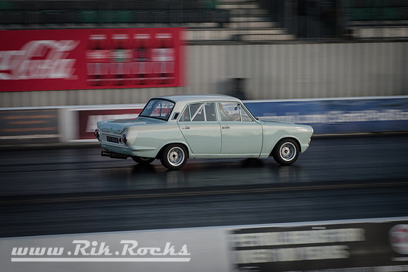 A Ford Cortina Mk1 at Santa Pod Raceway