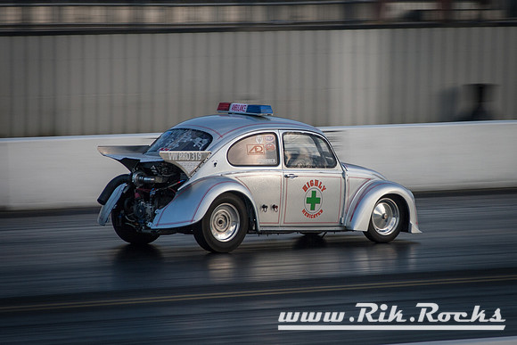 A Silver Volkswagen Beetle Dragster Ambulance
