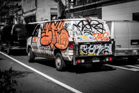 A Graffiti'd up Ford E250 Van in New York
