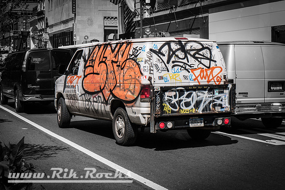 A Graffiti'd up Ford E250 Van in New York