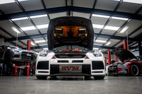 A White Nissan GTR at Severn Valley Motorsport (SVM)