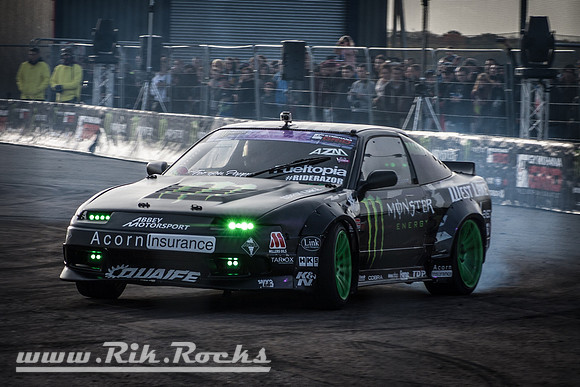 A Black Nissan 180sx S13 Gymkana Drift Car at Santa Pod