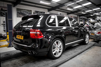 A Black Porsche Cayenne Turbo at Severn Valley Motorsport L44 LYK