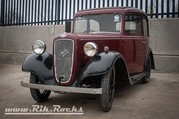 A Maroon Austin Seven at Severn Valley Motorsport
