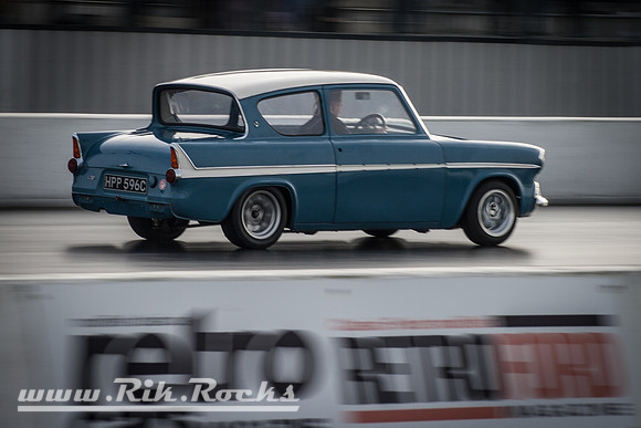 Harris Ford Anglia at Santa Pod RWYB HPP 596C Retro Ford