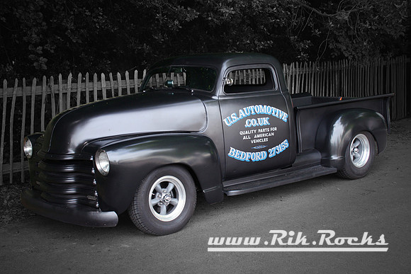 Matt Black 1947 V8 Chevy Truck Pictured at The Goodwood Festival of Speed