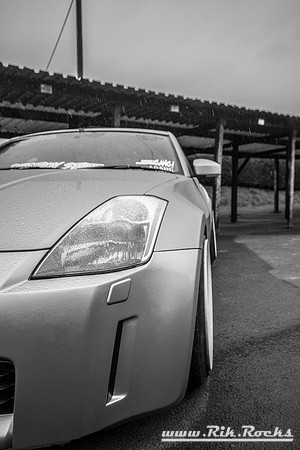 Silver Nissan 350z with Jap Style Stretched Rims at Shelsley Walsh Hill Climb Breakfast Meet March 2015